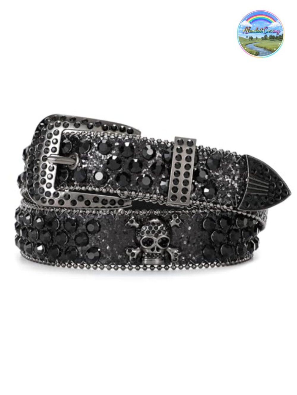 Rhinestone Western Belt Sparkly Sequin Goth Bling Cowboy Belt Detachable Buckle